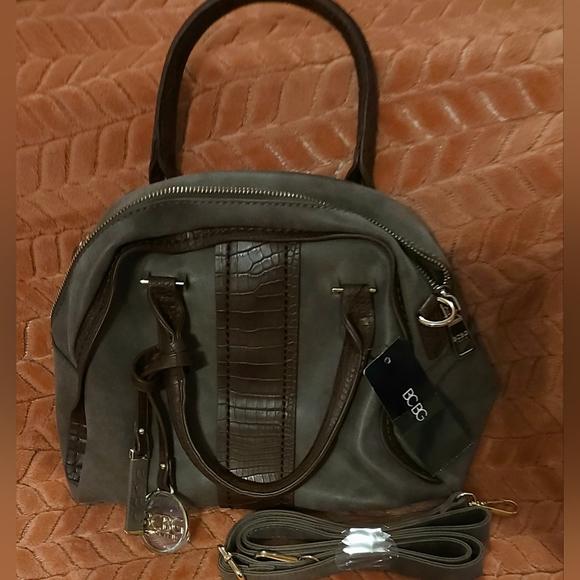 🆕️ BCBG Satchel | Brown | Faux Suede | Faux Croc | NWT | Handbag | Shoulder Bag - Picture 11 of 12